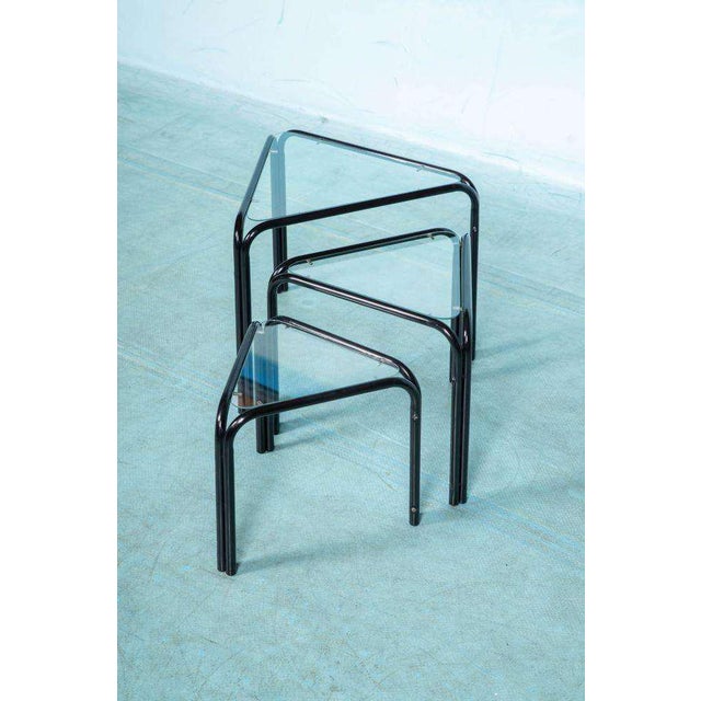 Minimalist Triangular Nesting Tables, 1980s, Set of 3 For Sale - Image 5 of 15