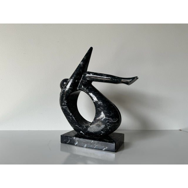 Vintage Black & White Marble Abstract Woman Sculpture For Sale - Image 9 of 10