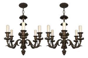 19th Century Elegant French Bronze Chandeliers - a Pair
