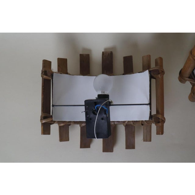 Wood Antique Bamboo Wall Sconces in the style of Louis Sognot, 1960s, Set of 2 For Sale - Image 7 of 16