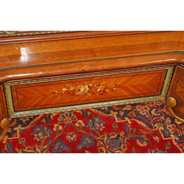 French Louis XV Style Walnut Inlaid Acid Etched Vanity Circa 1920's For Sale - Image 11 of 16