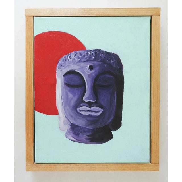 Mid-Century Modern Vintage Purple Bhudda Head Painting For Sale - Image 3 of 3