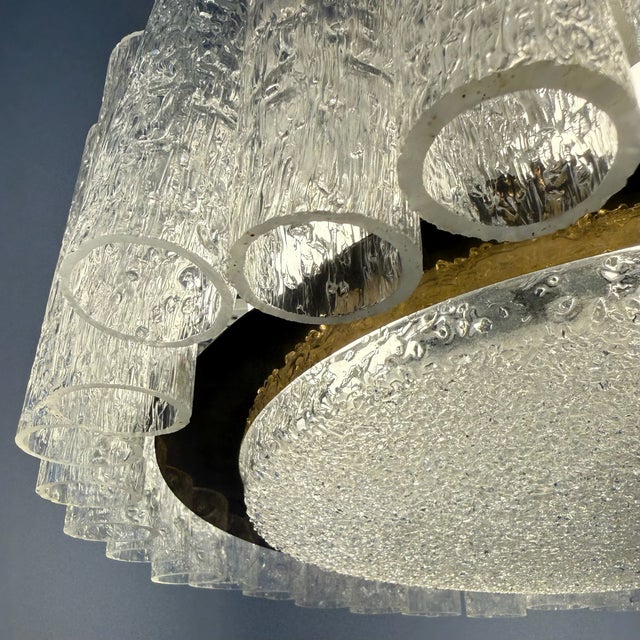 Mid-Century Space Age Ice Glass Ceiling Lamp and Wall Lamps from Doria Leuchten, Germany, 1960s, Set of 3 For Sale - Image 9 of 18