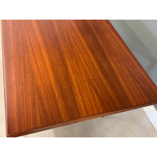 Wood Mid 20th Century Refinished 109” Danish Modern Teak Draw Leaf Dining Table For Sale - Image 7 of 9
