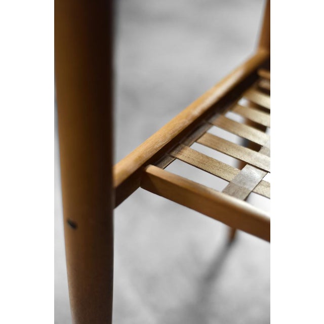 Wood Mid-Century Modern Scandinavian Cherry Wood Coffee Table with Woven Shelf, 1960s For Sale - Image 7 of 14