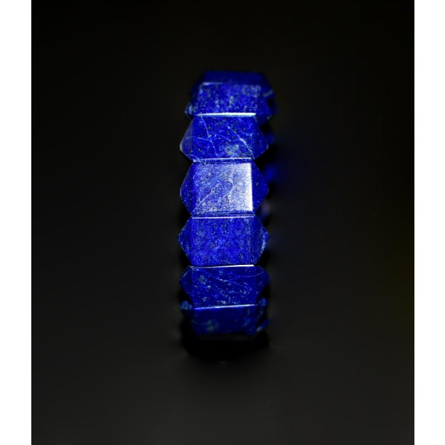 Gemstone Set Natural Fine Lapis Bracelets Aaaa Grade For Sale - Image 7 of 11