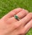 Metal Natural Emerald Bezel Set Cabochon Cut Ring With Princess Cut Diamonds in 18K Ye, Size 7 For Sale - Image 7 of 7
