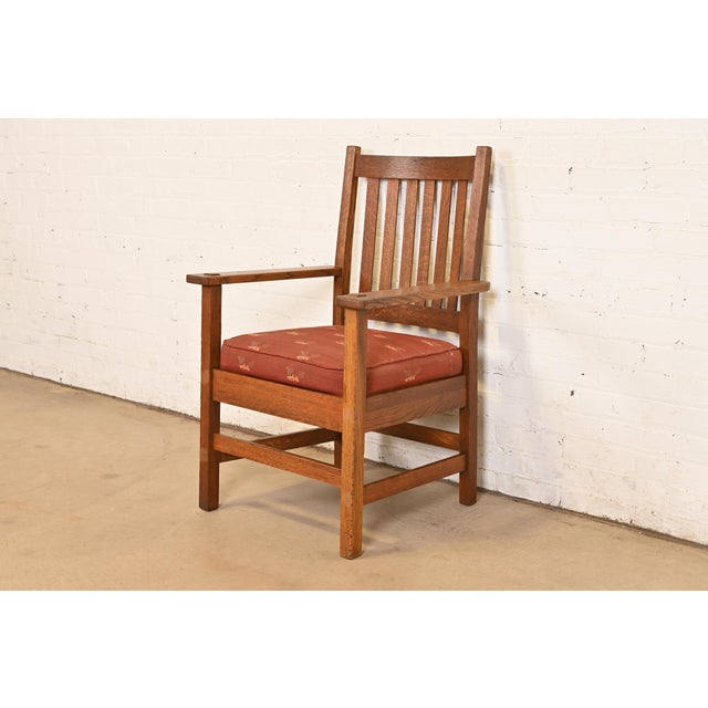 Stickley Brothers Antique Mission Oak Arts & Crafts Armchair, Circa 1900 For Sale - Image 10 of 10