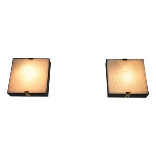 Mid-Century Square Flush Mounts, Italy, 1960s, Set of 2 For Sale