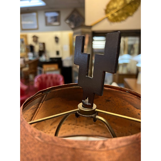 Contemporary 1980s Handcrafted Copper and Sonoran Desert Velvet Mesquite Wood Table Lamp - Organic Modern For Sale - Image 3 of 18