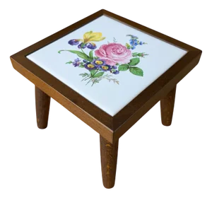 Vintage Mini Flower Table with Tile Motif, 1960s