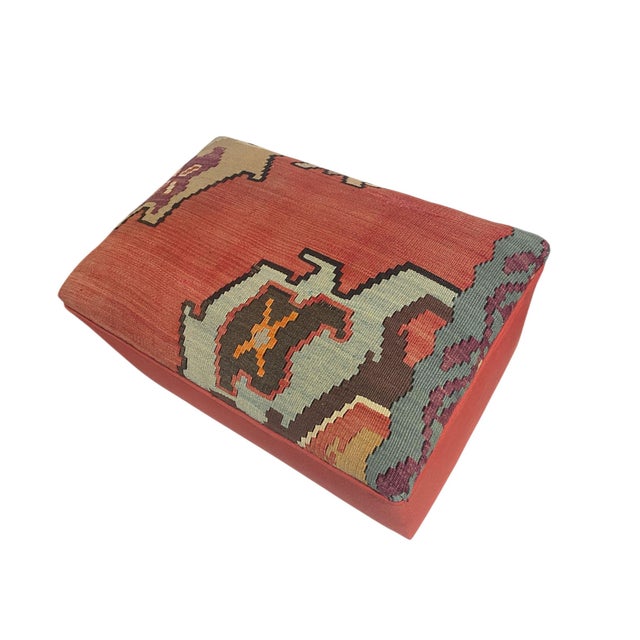 1960s Custom Made Vintage Tribal Kilim Ottoman/Footstool 12.5" H For Sale - Image 5 of 9