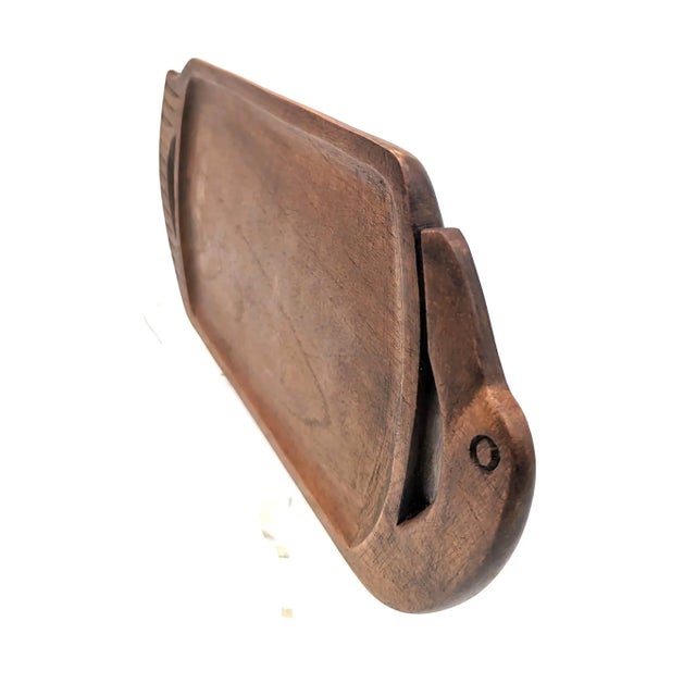 1960s Mid 20th Century Carved Walnut Wood Tray For Sale - Image 5 of 10