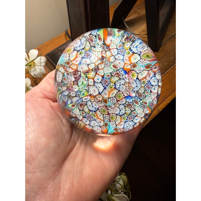 1960s 1960s Murano Style Glass Millefiori Paperweight For Sale - Image 5 of 7