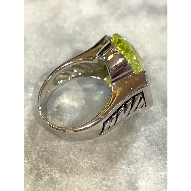 1990s Vintage Perido, Cubic Zirconia, and Sterling Silver Cocktail Ring - Stamped, Size 9 For Sale - Image 5 of 6