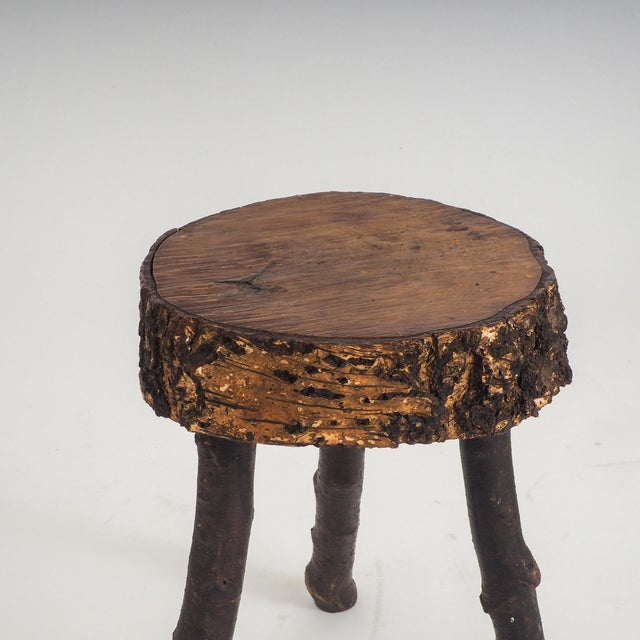 Rustic Hand-Crafted Wooden Stool, 1960s For Sale - Image 10 of 14