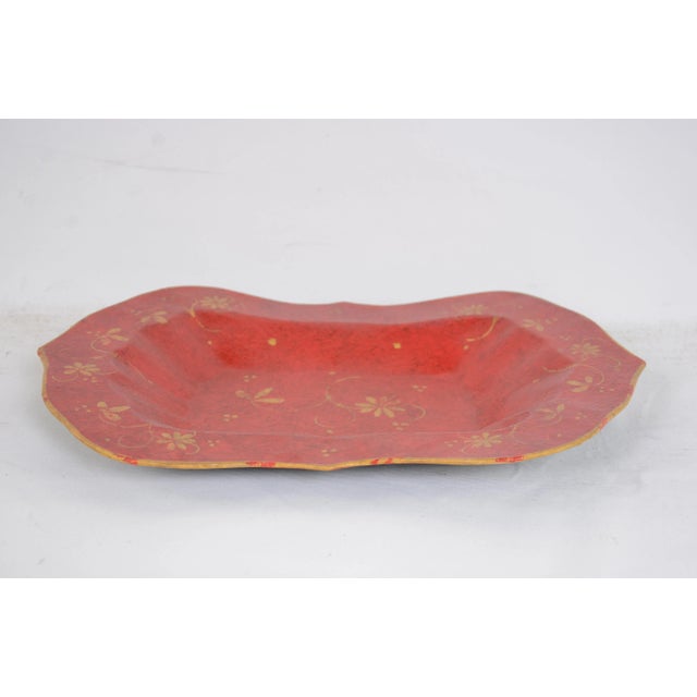 1980s Vintage Hand-Painted Desktop Decoration Plate/Tray For Sale - Image 5 of 6