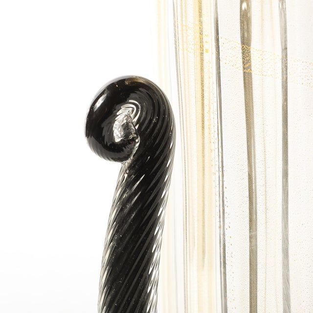 Mid 20th Century Pair of Mid-Century Hand-Blown Murano Fluted Glass Uplights W/ 24k Gold Flecks For Sale - Image 5 of 15