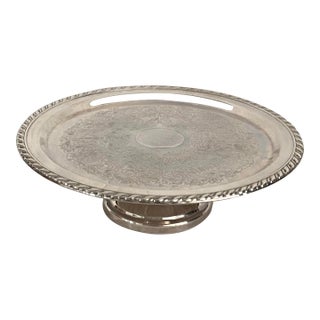 Jerry Lewis Round Pedestal Silver Plated Oneida Harrah’s New Year’s Eve Platter 1972 For Sale