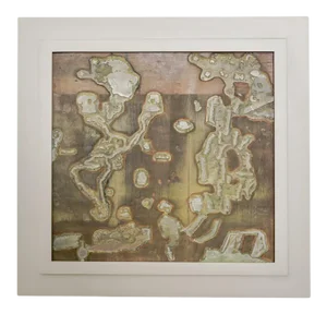Mid 20th Century Topographical Print Block, Framed