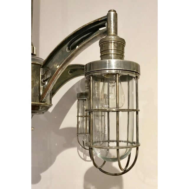 Modern Modern Four Light Aged Nickel Finish Maritime Chandelier For Sale - Image 3 of 6