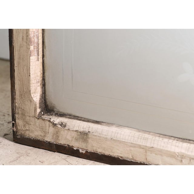 Mid 20th Century Early 1900s Etched Foliate Frosted Glass Window For Sale - Image 5 of 7