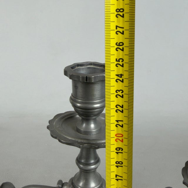 Vintage Three-Layer Pewter Candlesticks, 1960s, Set of 2 For Sale - Image 10 of 11
