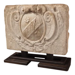 Carved and Mounted Marble Stemma Cartouche From Tuscany, Italy, 16th Century
