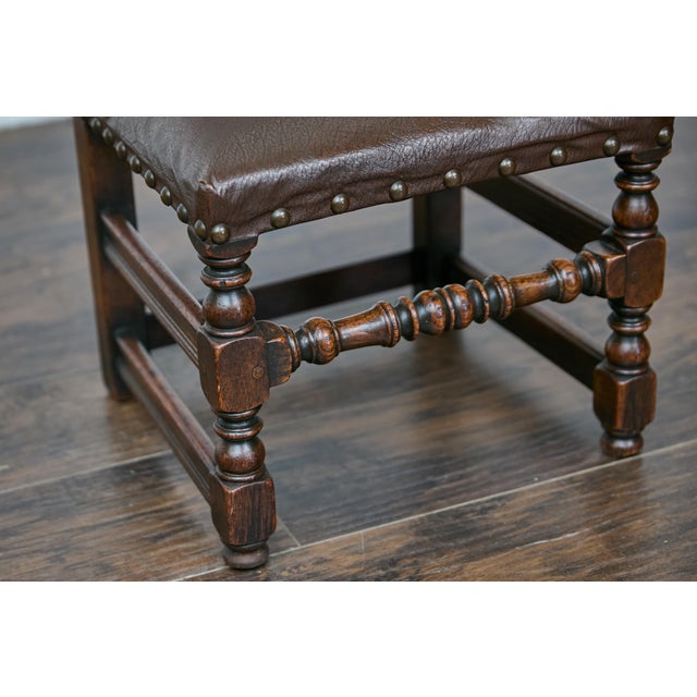 English 1880s Child's Chair with Turned Legs and Oil Cloth Upholstery For Sale - Image 9 of 12