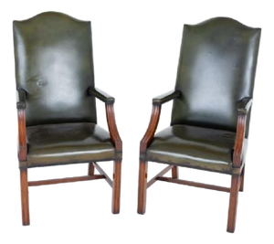 Georgian Revival Gainsborough Chairs in Leather, 1900, Set of 2