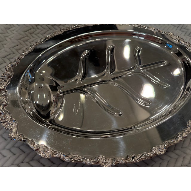 Vintage Ornate Silverplate Footed Tree & Well Carving Platter For Sale - Image 14 of 16