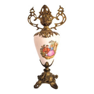 French Porcelain and Bronze Vase From the 1950s For Sale