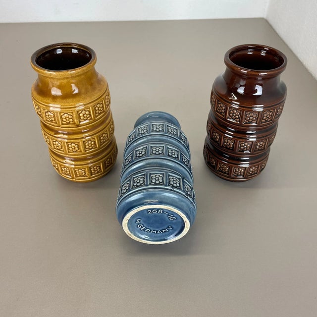 German Pottery Fat Lava Vases Multi-Color by Scheurich, 1970s, Set of 3 For Sale - Image 15 of 16