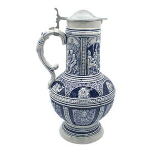 1960s 14" Gerz Salt Glaze Stein With Pewter Lid
