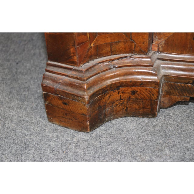 Fine Antique 1780s Italian Burled Walnut Primitive Corner Cabinet Rustic Lock For Sale - Image 10 of 12