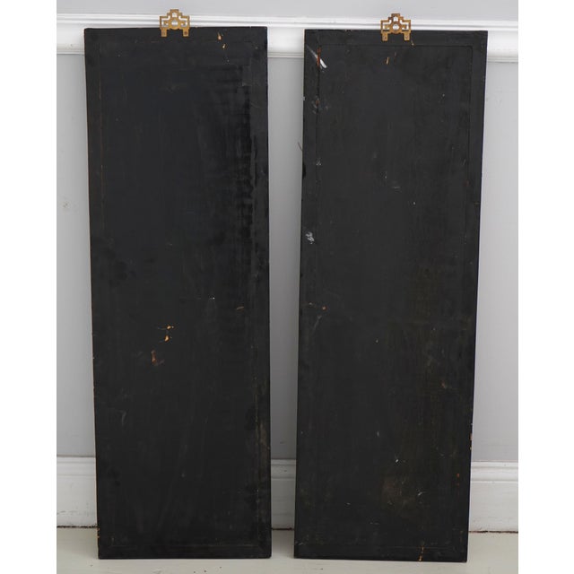 Pair of Chinese Black Lacquer Wall Art Panels For Sale - Image 13 of 13