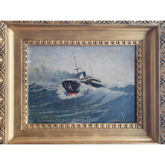 Modern J. Pedoussot, Luxor by Heavy Sea, Oil on Wood, Framed For Sale - Image 3 of 12