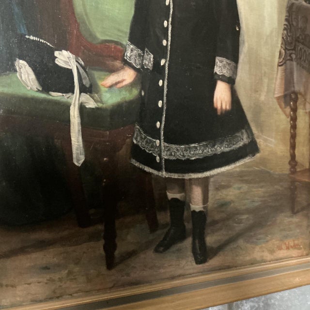 W. Halm, Young Girl, 1890, Oil Painting on Canvas For Sale - Image 7 of 8