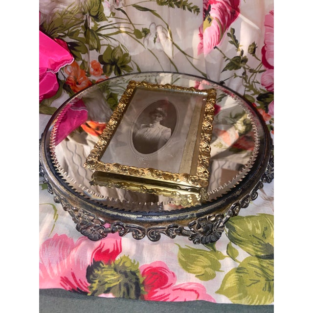 Gold Antique Photo Frame . Antique Gilded Frame With an Oval Victorian Cabinet Card Portrait. For Sale - Image 8 of 9