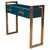 Justfurnituress console table, handcrafted in Italy, with a birch wood frame, turquoise Murano glass cladding, and brass...