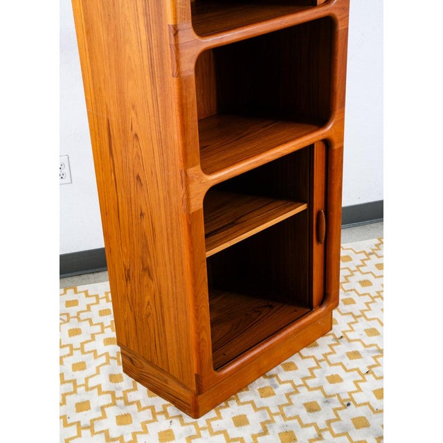 Wood 1960s Mid Century Danish Cabinet Dyrlund Teak Compact Storage Tambour Doors Shelving For Sale - Image 7 of 12