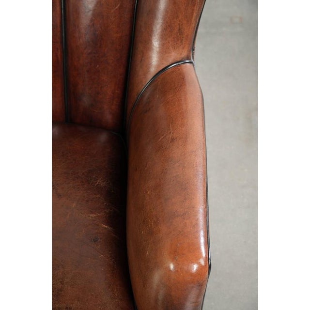 Brown Club Chair in Sheepskin Leather For Sale - Image 8 of 15