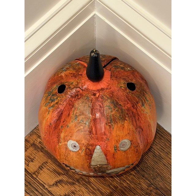 2000 - 2009 Vintage Metal Pumpkin Head Lantern on Wooden Pole For Sale - Image 5 of 12
