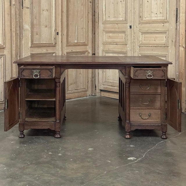 Mid-Century Neogothic Executive Desk by Jansen & Sons of Amsterdam For Sale - Image 15 of 18