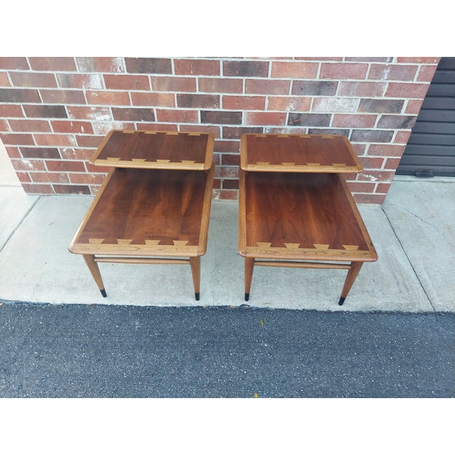 Pair of Mid Century Modern Lane Acclaim Two Tiered Side / End Lamp Tables - Newly Refinished - Very Good Gently Used...