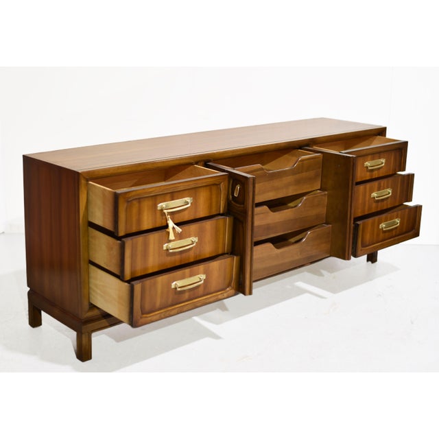 Brown 1970s Campaign Style Lowboy Dresser by Henry M. Goodman Furniture For Sale - Image 8 of 12