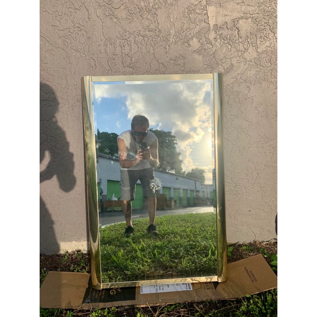 Wood Vintage 1970s Ello Brass Wall Mirror For Sale - Image 7 of 11