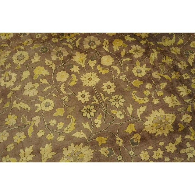 Indian Notable Brown Color With Pretty Floral Design Antique Indian Rug For Sale - Image 3 of 5