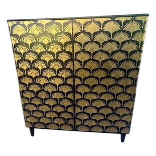 Vintage Scandinavian Linen Cabinet Attributed to Bodafors With Black Mirror Top For Sale