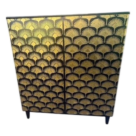 Vintage Scandinavian Linen Cabinet Attributed to Bodafors With Black Mirror Top For Sale
